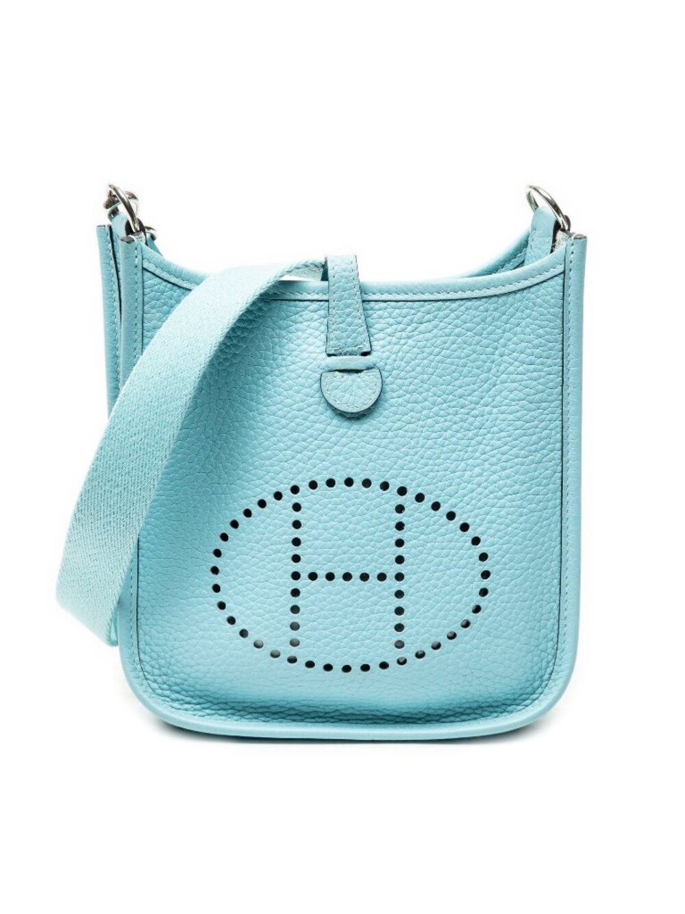 Hermes Evelyne Turquoise Clemence Leather Shoulder Bag